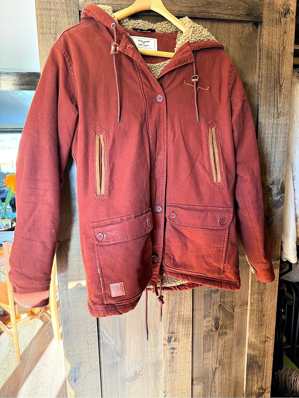 Kimes Ranch Hooded Utility Jacket in Red